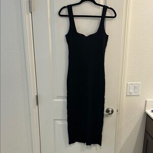 Vici Black Ribbed Midi Dress